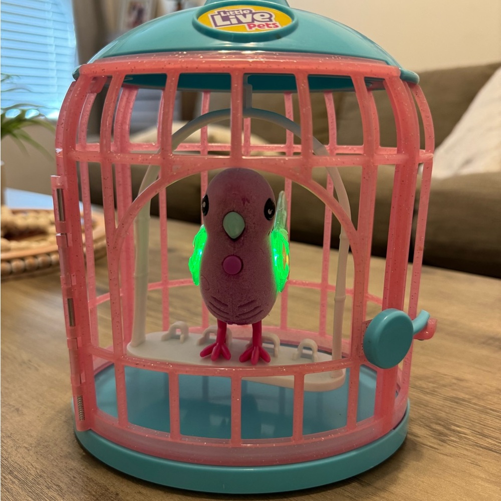 Little Live Pets Pink and Blue Singing Bird and Cage